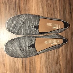 Toms Avalon black & white tweed slip ons
